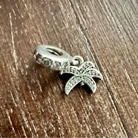 Sterling Silver 925 Pandora Palm Tree Charm Pave & CZ Accents. Preowned/Damaged. - Picture 5 of 5